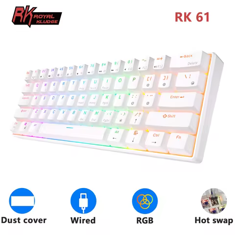 RK61 RK Royal Kludge Russian Gaming Keyboard Wireless Mechanical Keyboard 60% RGB Backlit 61 Keys Bl