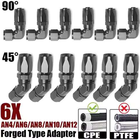6X 45 90 Degree 4AN 6AN 8AN 10AN 12AN Forged Type Swivel Hose End Fittings Adapter Aluminum Connecto