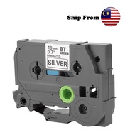 Tze-M941 Tze M941 941 Brother Laminated Comp P-Touch Label Tape 18mm Black On Matt Silver P Touch - 