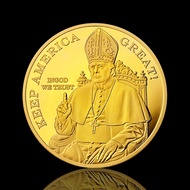 American Pope President Creative Commemorative Coin Gold-Plated Coin Metal Souvenir Medal Commemorat