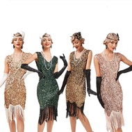 Fashion V-Neck Sequined Flow Dress 1920s Gatesby Retro Prom Party Evening Dress Shipment