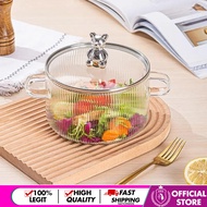 Mini Home Double Ear Bear Design Glass Borosilicate Heat Resistant Instant Noodle Pot