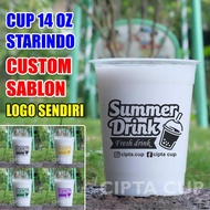 cup 14 oz datar printing gelas plastik sablon miniman boba Sap
