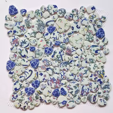 1KG mosaic porcelain, pebble tiles, floor and wall decoration, splicing fragments, handmade art piec