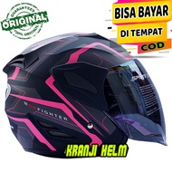 Helm gm / helm gm fighter gv2 black pink doff terbaru