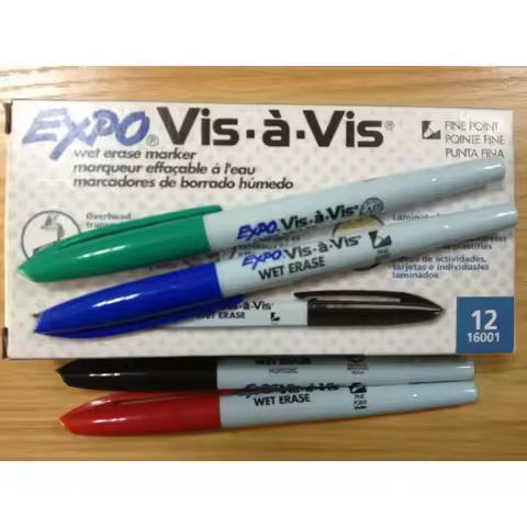 3pcs Sharpie EXPO 16074 Vis-A-Vis Wet Erase Water-based Markers for Film PCB Fine Point Black Green 