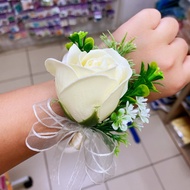 Rose Wrist Corsage Wristlet Band Bracelet and Men Boutonnière Set for Wedding Flowers Accessories Su