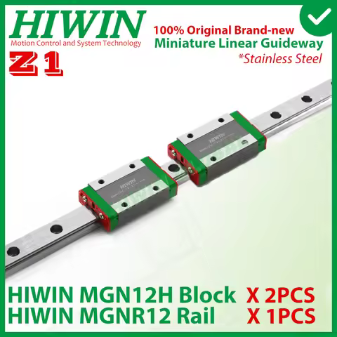 Genuine HIWIN MGN12 Rail 300 350 400 450 500 550mm Block 2PCS MGN12H Carriages Z1 Preload Stainless 