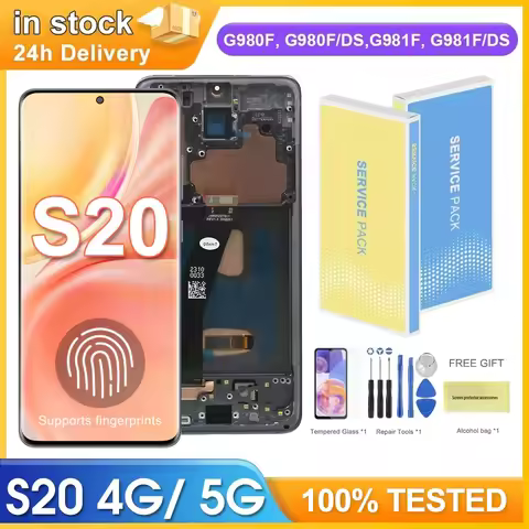 6.2" Screen for Samsung Galaxy S20 5G G981 G981F Lcd Display Digital Touch Screen with Frame for Sam