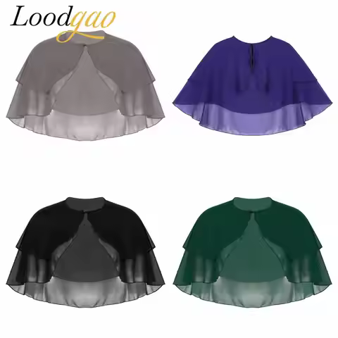 Women Wedding Wraps Shawls Laides Chiffon Bolero ElegantShrug Bridal Shawl Cape Ruffle 2 Layer Tops 