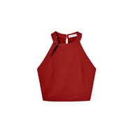 AIR SPACE Halter Neck Cheongsam Qipao Top With Chinese Knot Button