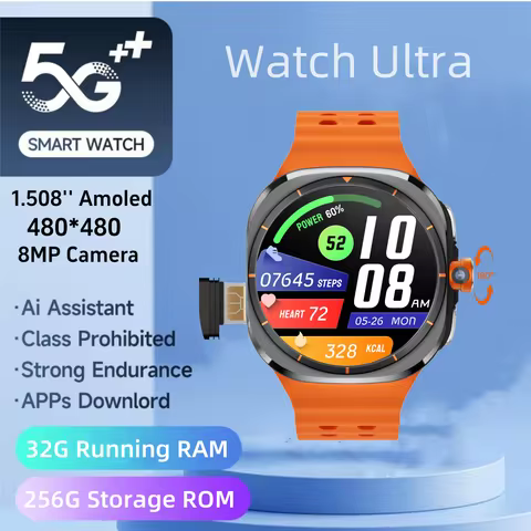 Watch Ultra Smartwatch 5G With 180° Rotary Camera GPS WiFi Compass Android 10.0 App Store Sim Card S