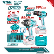Total Li-Ion Impact Wrench (850Nm) + Impact Drill (96NM) - TOSLI250586