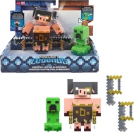 Mattel Minecraft Legends Action Figure 2-Pack, Creeper vs Piglin Bruiser Set, Attack & React Collect