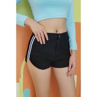 SG🇸🇬GBJ Side Stripes Stretch Denim Shorts (Black/White)