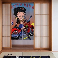 Noren Betty Boop Stylish Room Divider, Long Curtain, Blackout Curtain, Entryway, Living Room, Kitche