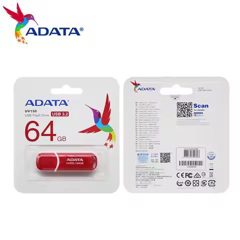 ADATA UV150 USB 3.2 Flash Drive 32GB 64GB Red Black Pendrive High Speed Memory Stick U Disk Flash US