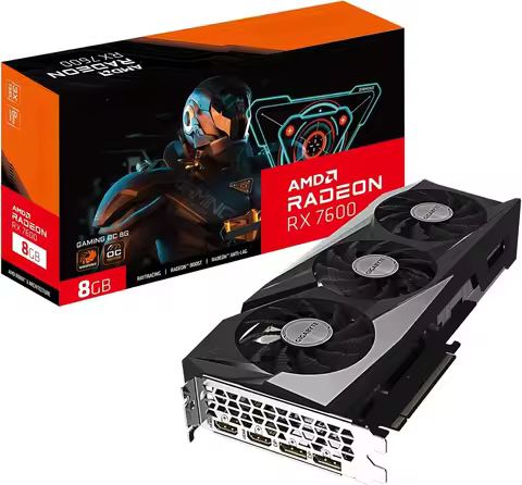 GV-R76GAMING OC-8GD Radeon RX 7600 Gaming OC 8G Graphics Card, 3X WINDFORCE Fans 8GB 128-bit GDDR6, 