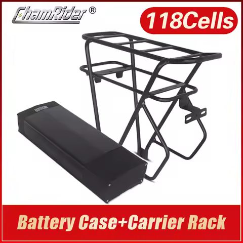 48V ebike battery case 36V 52V 60V 72V Electric bike battery box 5V USB Double Layer luggage rack 10