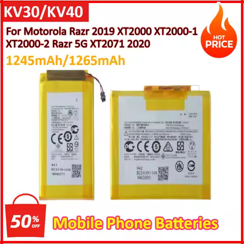 1245mAh 1265mAh NEW Mobile Phone Battery KV30 KV40 For Motorola Razr 2019 XT2000 XT2000-1 XT2000-2 R