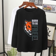 HARIMAU GRAFIK T-SHIRT Lengan Panjang Muslimah perempuan lelaki kain cotton baju tshirt labuh wanita laki longsleeve