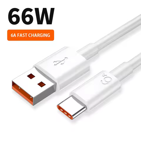 6A 66W 33W Charger 1M USB C Cable Fast Charging Data Cable for Xiaomi Samsung Realme Huawei Mobile P