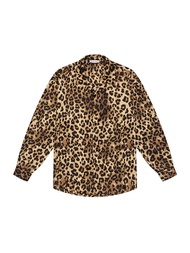 Epic Poetry Classic Leopard Print Long Sleeve Cuban ปกเสื้อ หลวม เสื้อเชิ้ตผู้ชาย Regular Fit ลำลอง