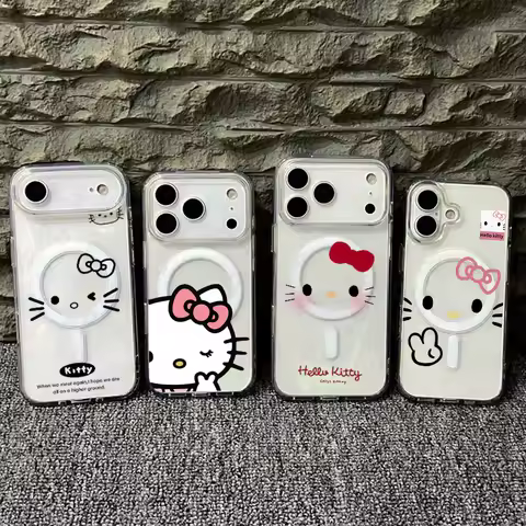 Hello Kitty Magnetic Acrylic Clear Phone Case For IPhone 11 12 Mini 13 14 17 Pro Max 8+ 7+ 7 8 6 X X