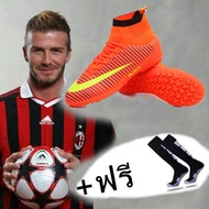★สต็อกพร้อม★จัดส่งฟรี★รองเท้าฟุตซอล หนังวัวสีดำ ฟรี ถุงเท้า Free Socks TF Indoor FUTSAL SHOES FOOTBA