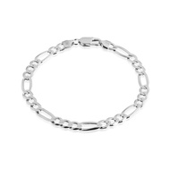 QUADRI - Figaro Link Chain 7 mm in 925 Sterling Silver Italian Bracelet for Men Women - 7 to 9 Inch 