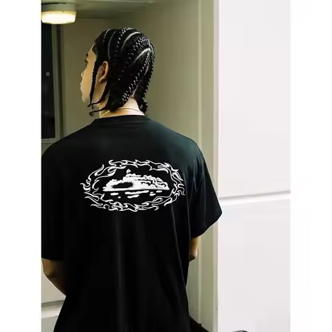 British Street Hip Hop Alcatraz T-shirt À Manches Courtes Imprimé T-shirt Tendance Estivale Pour Hom