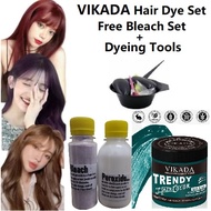 (Full Set) Vikada Hair Color + Bleach Set + Hair Tools PEWARNA RAMBUT HAIR DYE COLOUR Fashion Hair C