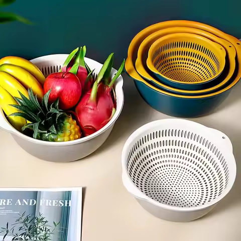 6PCS Kitchen Sink Vegetable Drainer Fruit Basket for Multifunctional 3 Size Stackable Washing Basin 