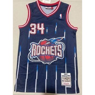 New Houston Rockets #34 Hakeem Abdul Olayl Olajuwon Navy Blue Embroidery Vintage Season Basketball J