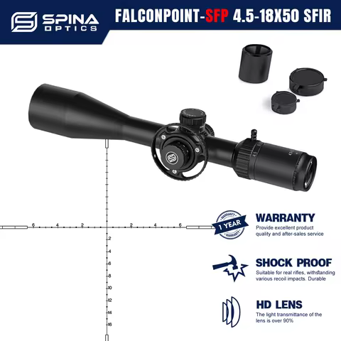 SPINA OPTICS FalconPoint 4.5-18x50 SFIR Rifle Scope Sight Long-Range 5-200m Shooting Hunting Scope S
