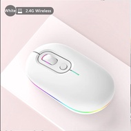 5.2บลูทูธ2.4เมาส์ไร้สาย GHZ สำหรับ Macbook Air Xiaomi Pro Mouse สำหรับ Huawei Matebook แล็ปท็อปคอมพิวเตอร์โน้ตบุ๊ก iPad แท็บเล็ต MatePad เมาส์เล่นเกมที่เหมาะกับสรีระ Backlit LED