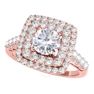 2.00 Carat Moissanite Diamond 14K Rose Gold Halo Engagement Rings For Women