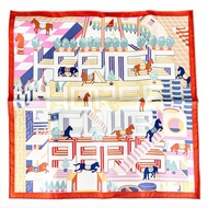 全新未使用 ▲愛馬仕 Carre 45 Gavroche 馬形圖案絲巾，100% 真絲，多色，法國製造，正品，女士，附包裝盒
