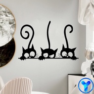 YAP 20X30CM Cute Black Three Cats Wall Sticker DIY Detachable Bedroom Living Room Home Art Decoration