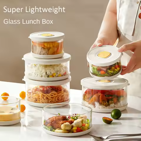 Glass Tupperware Set Lunch Box Airtight Food Storage Containers for Frozen Rice Fridge Kitchen Organ