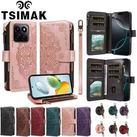 Magnetic Leather Case For Honor 200 Smart 90 Pro 20 50 70 9 10 Lite 8A 8S Honor200 Lite Zipper 9 Car