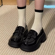 Taiwan Shipping Loafers Women's Small Leather Shoes Single 34-46 Large Size Black British Style Retr