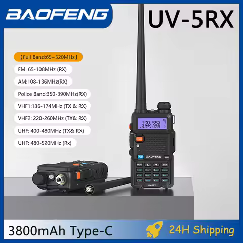 Baofeng M-5R UV-5RX 8W Walkie Talkie 3800mAh Thicker Battery FM High Capacity Aviation Band Wireless