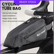 FOCUS Bicycle Bag Portable Bike Backpack Capacity Triangle Bicycle Top Tube Bag for Mtb Road Bike Non-slip Fixing Front Frame Pouch with Fastener Strap Organizer for Scooter