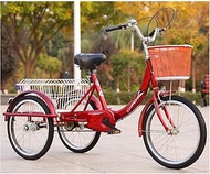 Bike Three Wheel Bike, Tricycle with Carbon Steel Frame Cruiser Bikes Trikr Bike Adult Tricycle with Large Size Basket for Shopping Exercise Recreation Picnic Cycling Pedalling