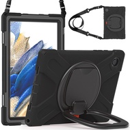Tablet Case With Swivel Stand With Shoulder Strap For Samsung Galaxy Tab S7 Plus T970 FE T730 S8 X700 S7 T870 Tab S8 Ultra X900 Tab A7 Lite A8 X200 2021 Tab A7 T500 T510 T290 Shockproof Drop-Proof With Pen Slot Hard Wearing Silicone Protective Case Cover