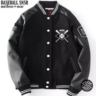 JAKET BOMBER VARSITY BASEBAL PRIA LENGAN OSCAR SENSOR