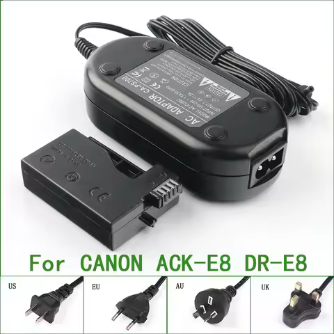 ACK-E8 + DR-E8 LP-E8 LP E8 AC Power Adapter Charger For Canon EOS 550D 600D 650D 700D Kiss X4 X5 X6i