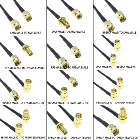 RF RG174 Cable SMA Male To SMA Male RPSMA Female Nut Bulkhead Extension Coax Coaxial Jumper Pigtail 