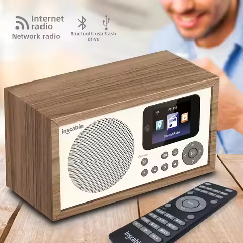 Retro Portable Internet Digital Radio,Wi-Fi Radio/DAB/FM Radio Wireless BT Speaker,with Remote,Spoti